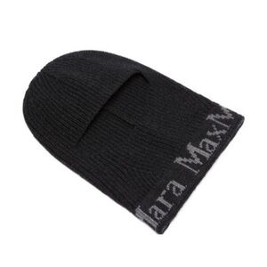 New MaxMara Balaclava hat made of wool and cashmere yarn-dyed knitwear with logo